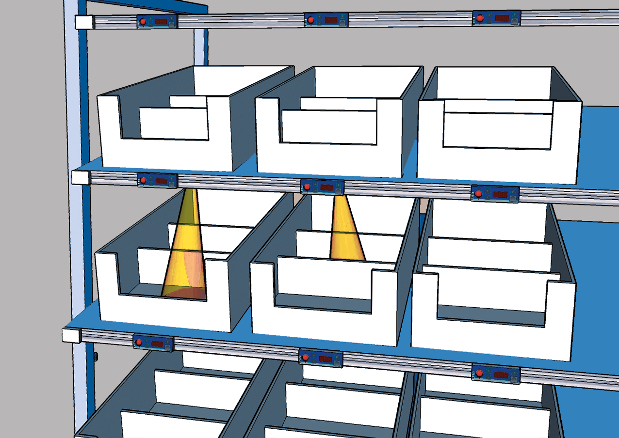 Module de pointage PT-4 pour l'éclairage des compartiments individuels lors de la préparation des commandes.