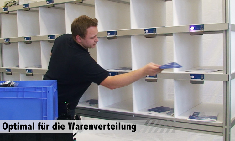 put-to-light displays on the sorting shelf optimize product sorting